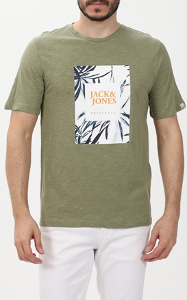 JACK & JONES-Ανδρικό t-shirt JACK & JONES 12228774 JORCRAYON BRANDING χακί